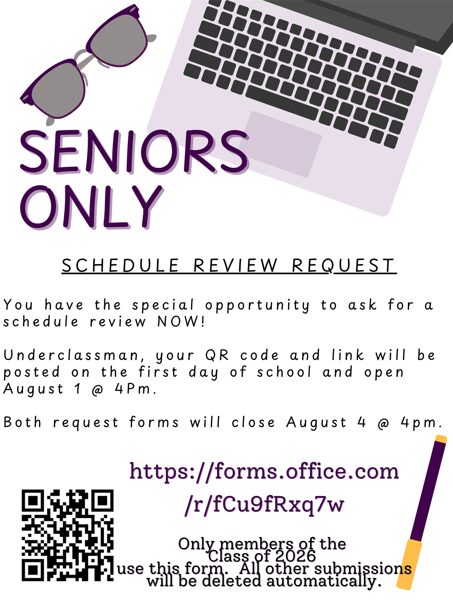  Senior Schedule Changes